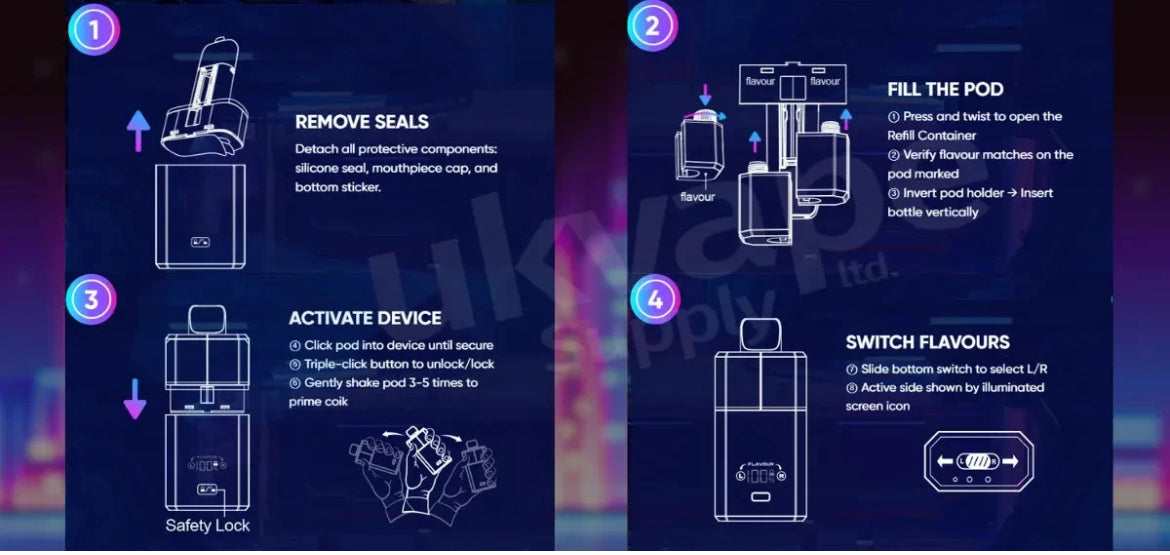 HQD Glow 70k air4 in 1 Pre-filled Replacement Pods pack For Had Vape Pod Kit