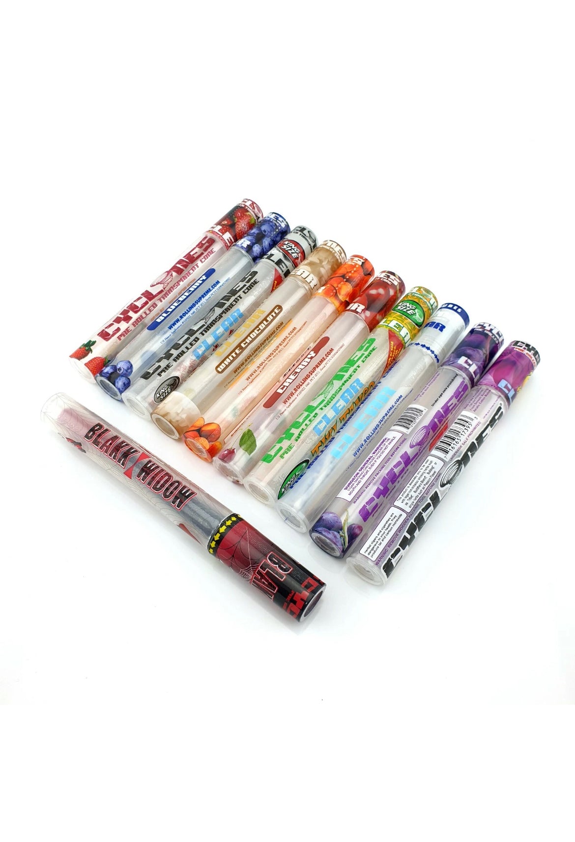 Cyclones Pre Rolled Flavoured Cones Sizes King Size Clear