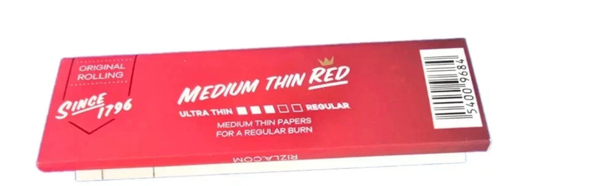 RIZLA Red King Size Medium Thin Genuine Cigarette Rolling Papers