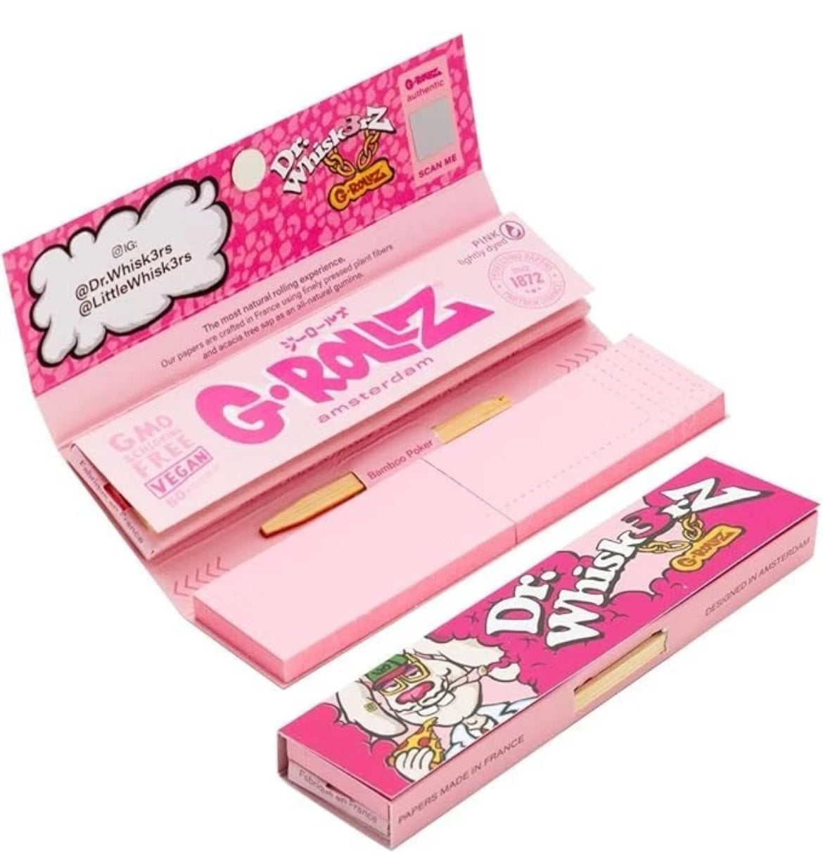G-Rollz Pink Smoking Rolling king slim Paper Tips Tray Poker