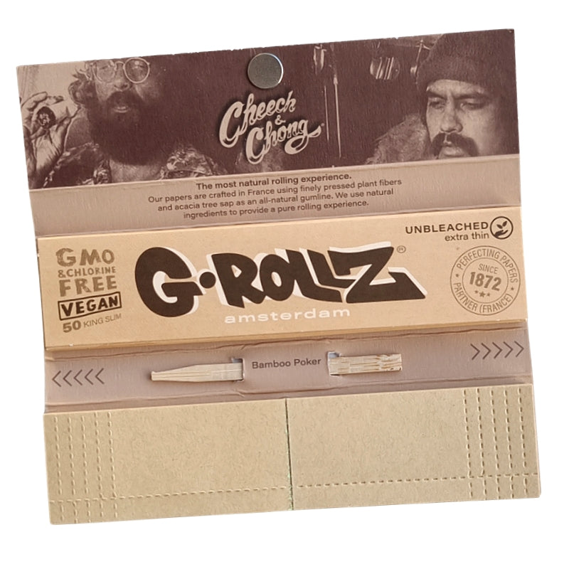 G-Rollz Brown Smoking Rolling slim Paper Tips Tray Poker