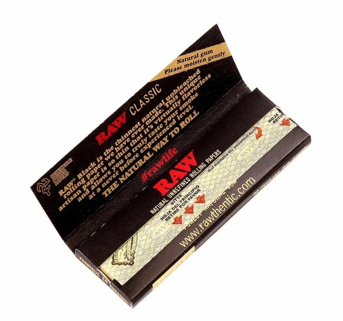 RAW Black Rolling Papers Classic Single Wide Regular Standard