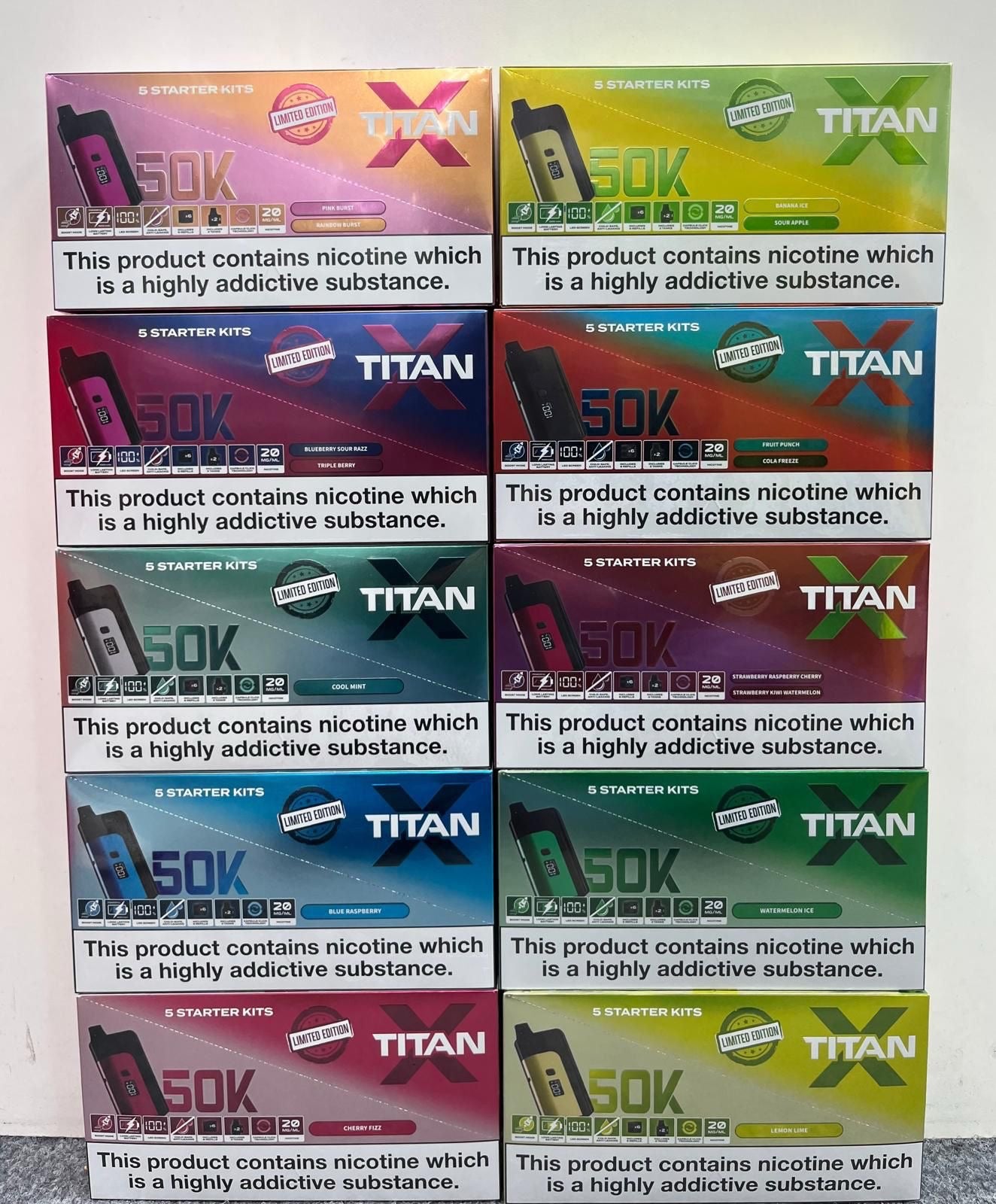 Titan X 50k Prefilled Vape Kit 20mg Rechargeable Vape Kit