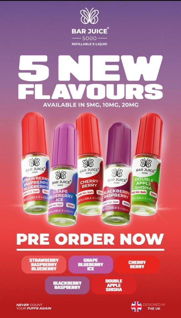 BAR JUICE 5000 Nic Salt 10ml E Liquid 10mg 20mg 50/50 VG/PG