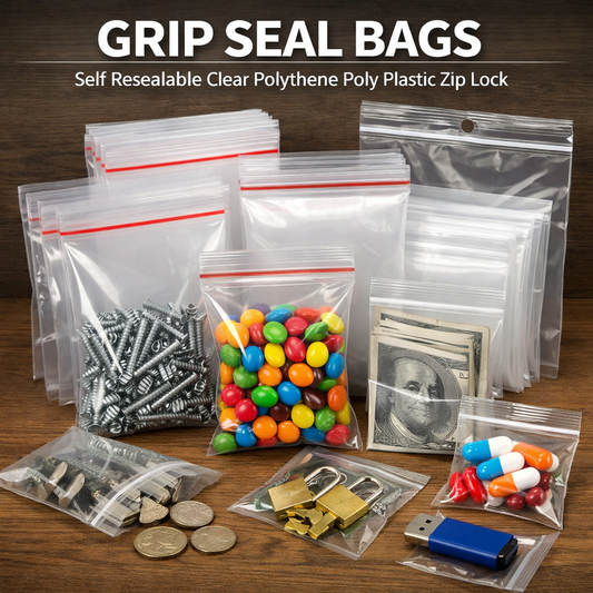 GRIP SEAL BAGS Self Resealable Clear Polythene Poly Plastic Zip Lock