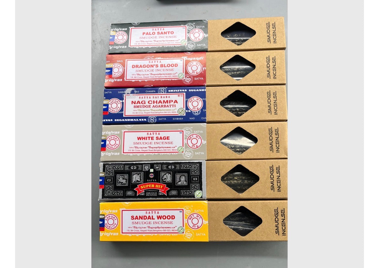 Satya Smudge Incense Sticks – Palo Santo, White Sage, Sandalwood, Dragon’s Blood & Super Hit Aromatherapy Incense