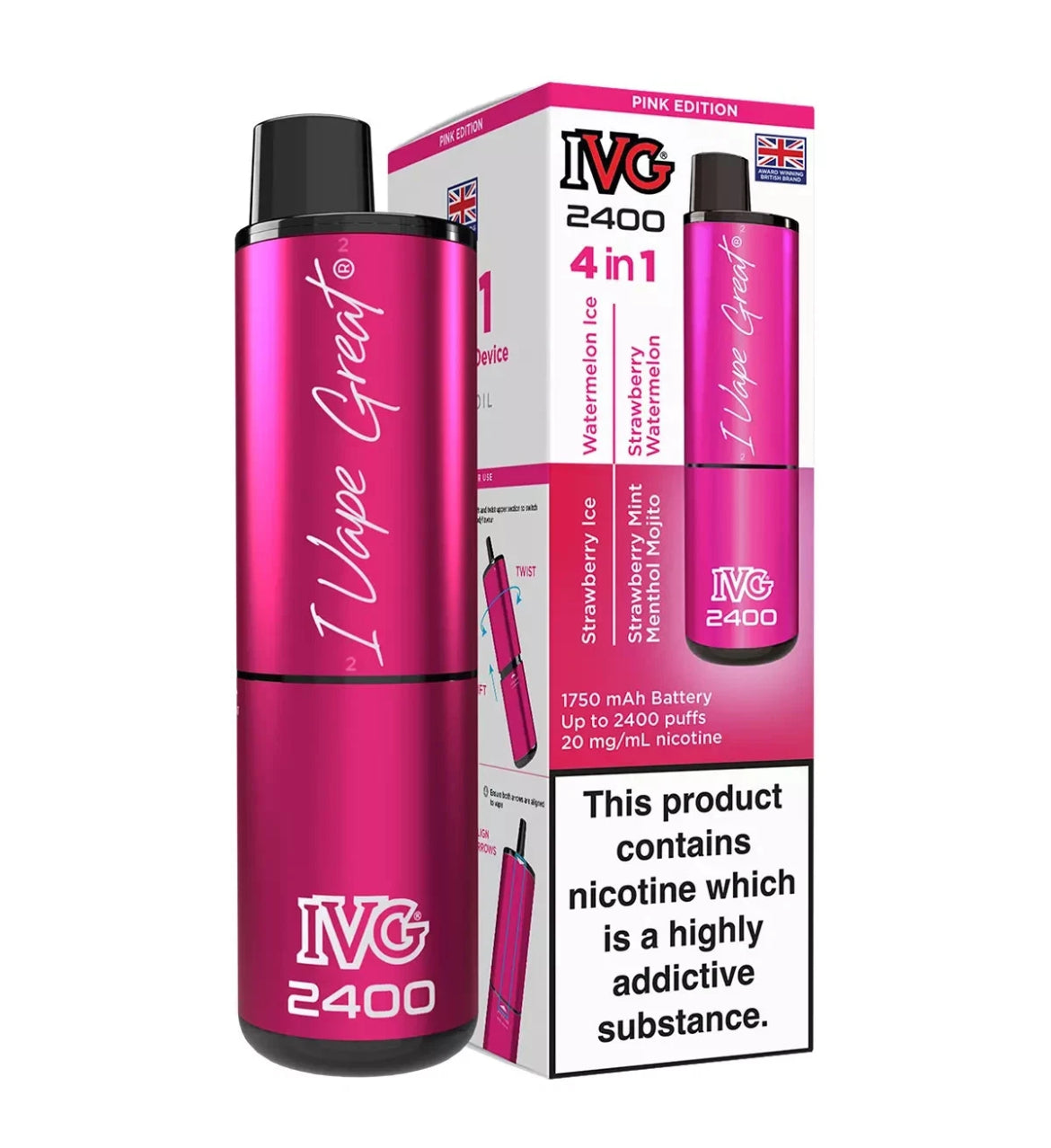 IVG 2400 4 in 1 Rechargeable & Refillable Pod Kit 2400 Puffs Reusable