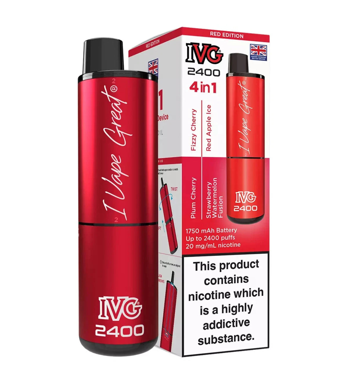 IVG 2400 4 in 1 Rechargeable & Refillable Pod Kit 2400 Puffs Reusable