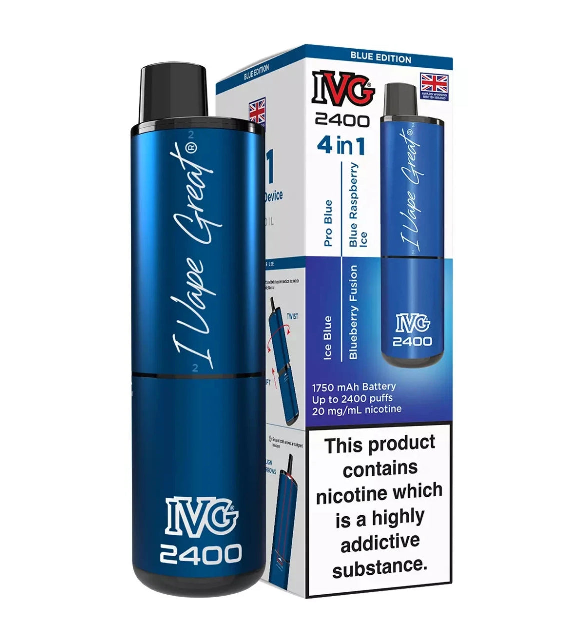 IVG 2400 4 in 1 Rechargeable & Refillable Pod Kit 2400 Puffs Reusable