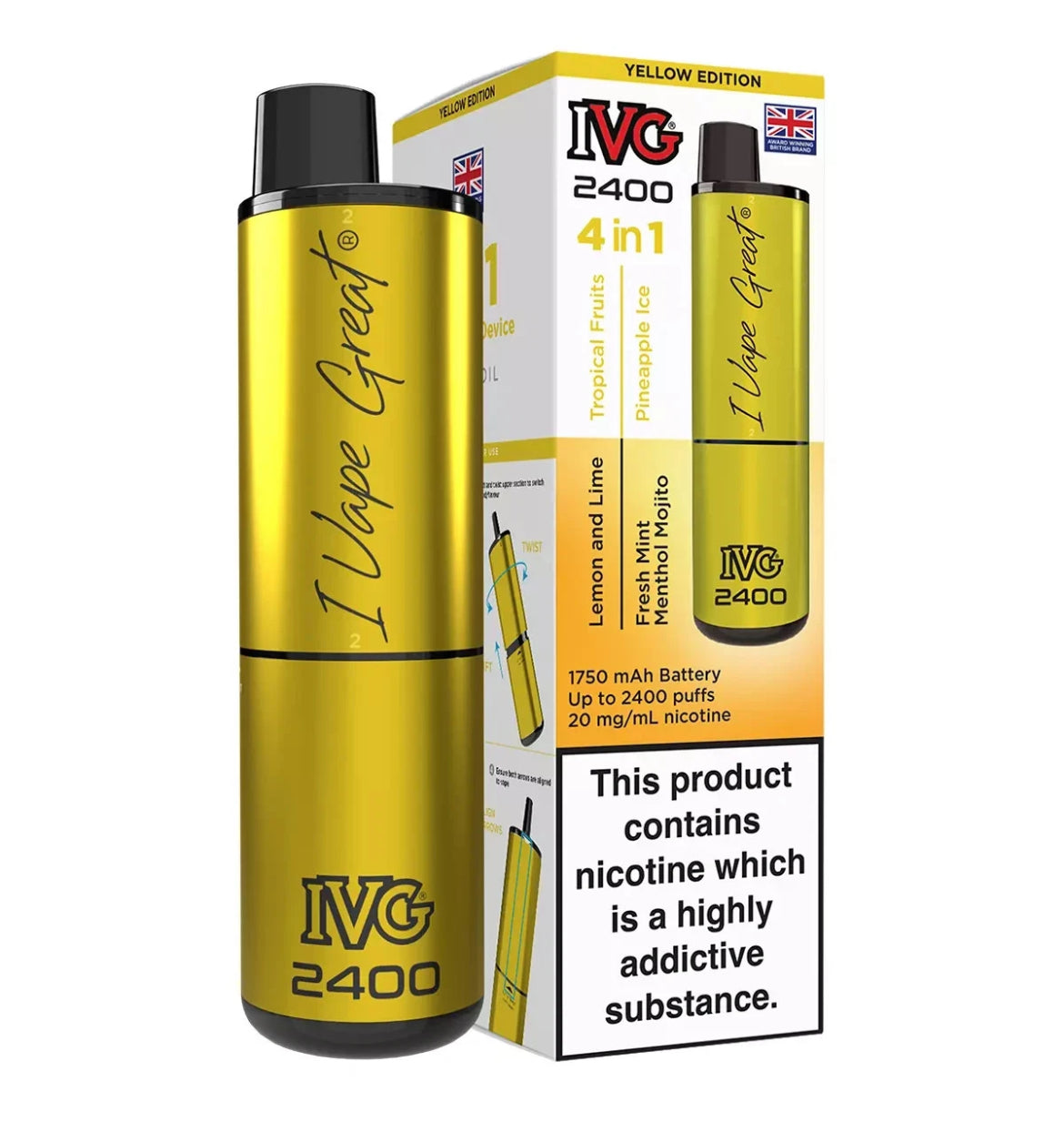 IVG 2400 4 in 1 Rechargeable & Refillable Pod Kit 2400 Puffs Reusable