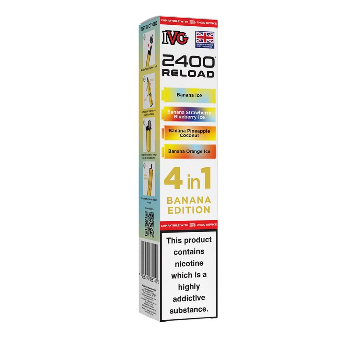 IVG 2400 Refill Pods  4 in 1 Pre-filled Refill Pods 2400 Puffs 4x2ml Reload