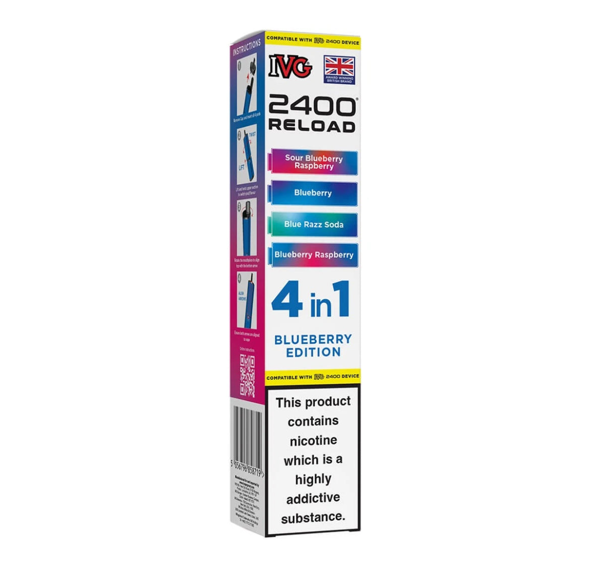IVG 2400 Refill Pods  4 in 1 Pre-filled Refill Pods 2400 Puffs 4x2ml Reload