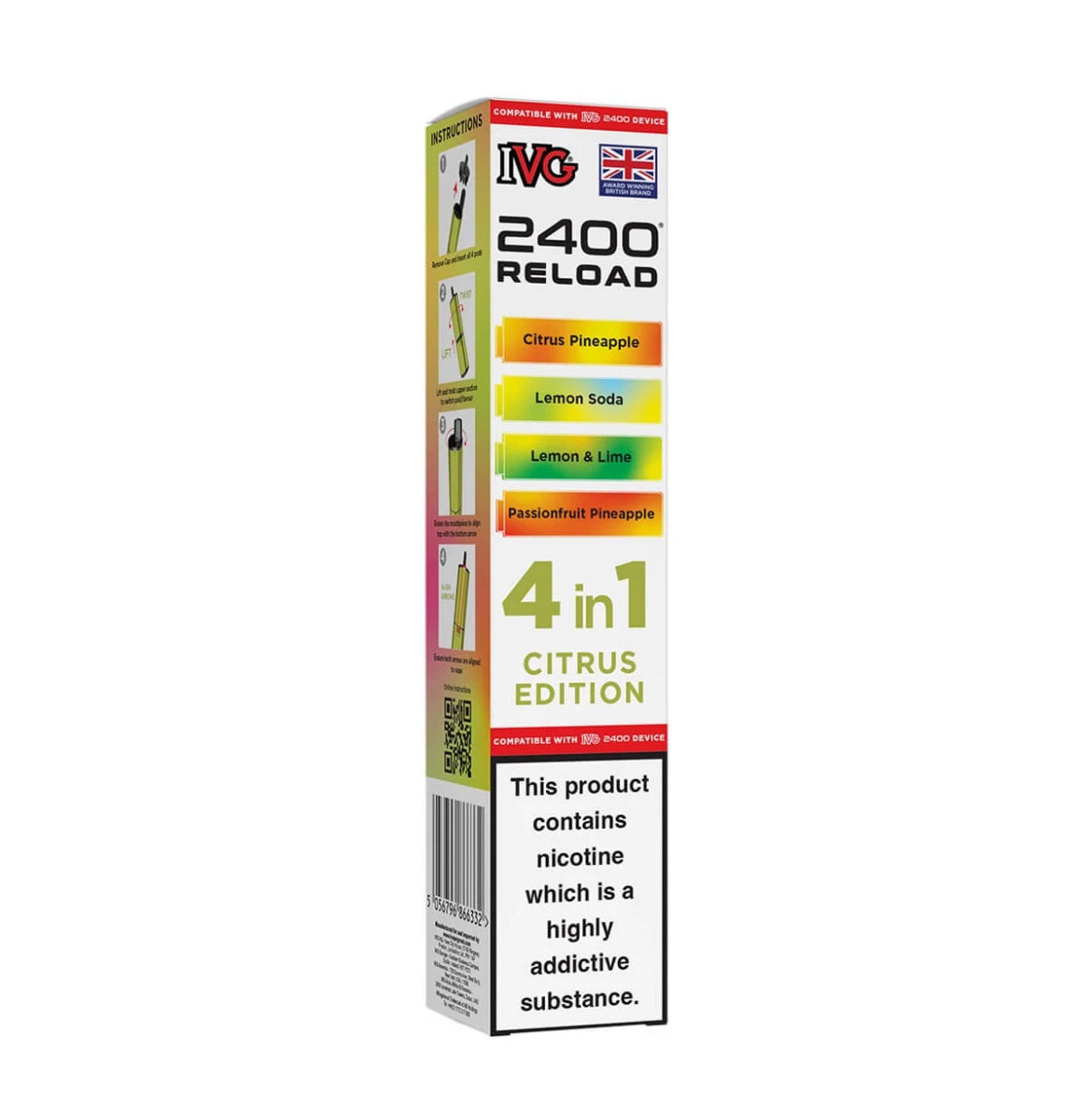 IVG 2400 Refill Pods  4 in 1 Pre-filled Refill Pods 2400 Puffs 4x2ml Reload