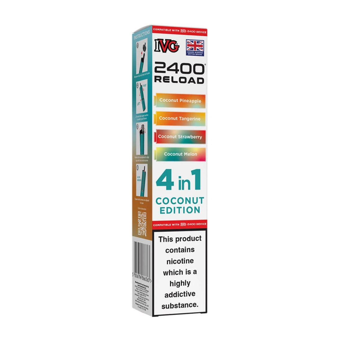 IVG 2400 Refill Pods  4 in 1 Pre-filled Refill Pods 2400 Puffs 4x2ml Reload