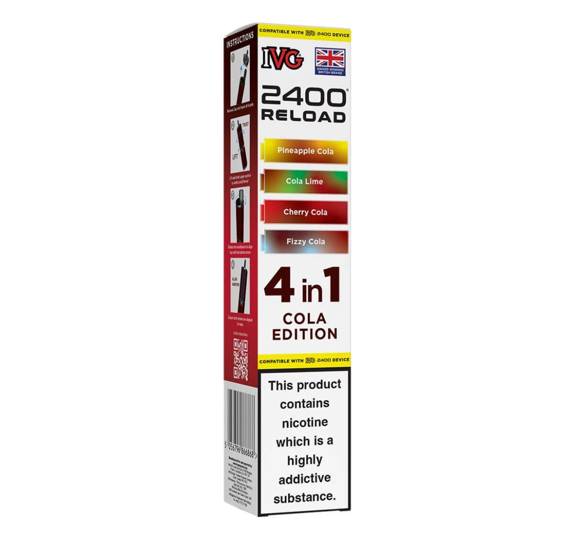 IVG 2400 Refill Pods  4 in 1 Pre-filled Refill Pods 2400 Puffs 4x2ml Reload