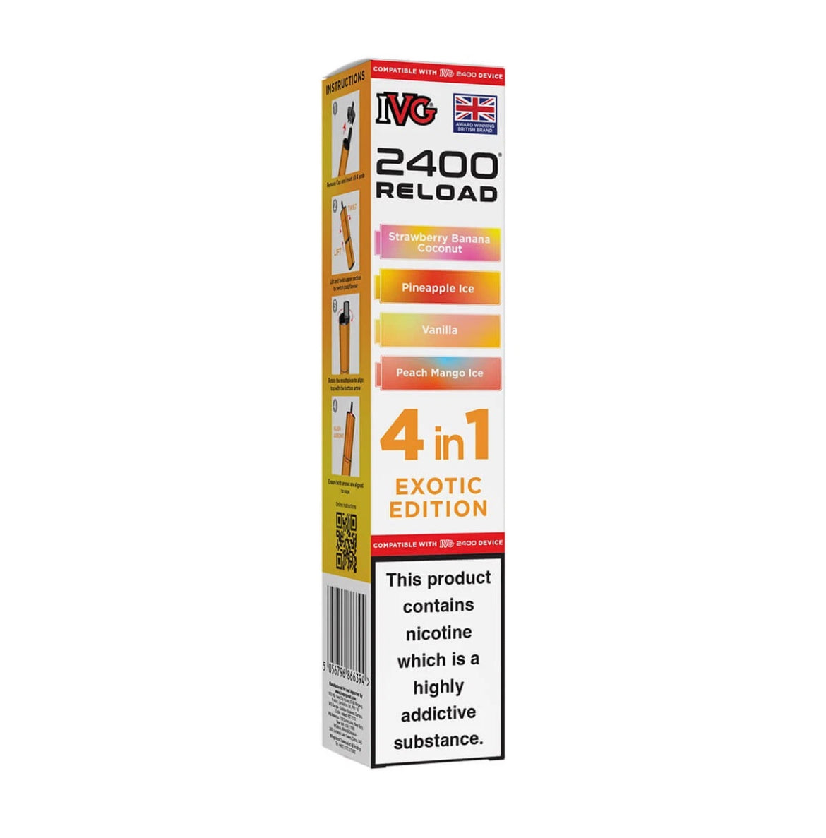 IVG 2400 Refill Pods  4 in 1 Pre-filled Refill Pods 2400 Puffs 4x2ml Reload