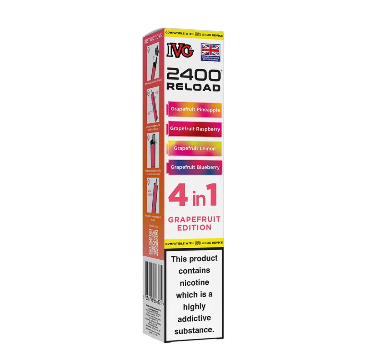 IVG 2400 Refill Pods  4 in 1 Pre-filled Refill Pods 2400 Puffs 4x2ml Reload