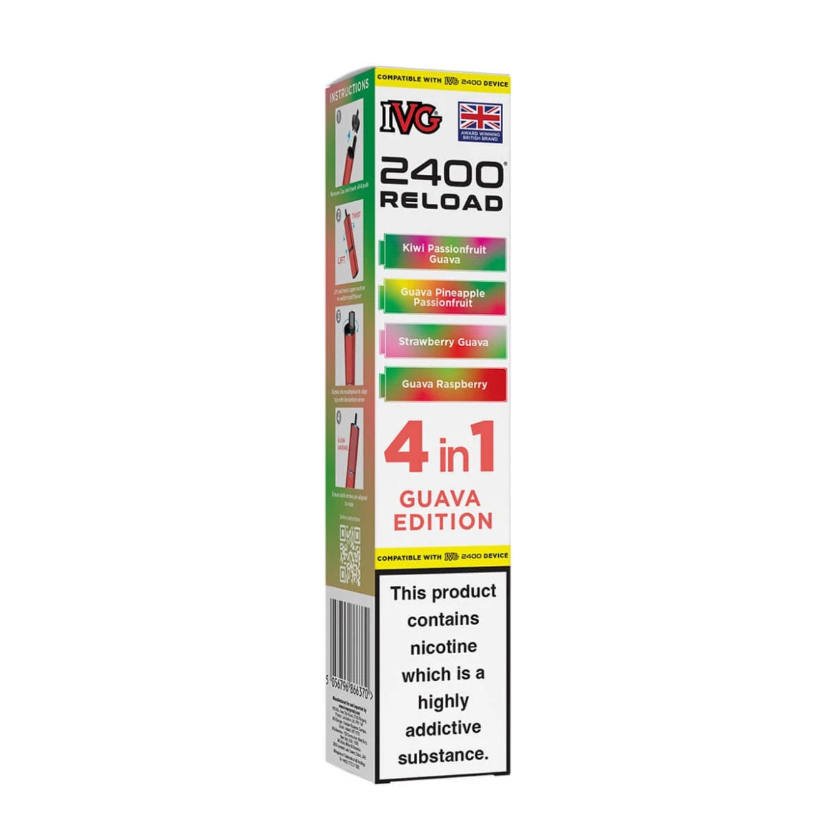 IVG 2400 Refill Pods  4 in 1 Pre-filled Refill Pods 2400 Puffs 4x2ml Reload