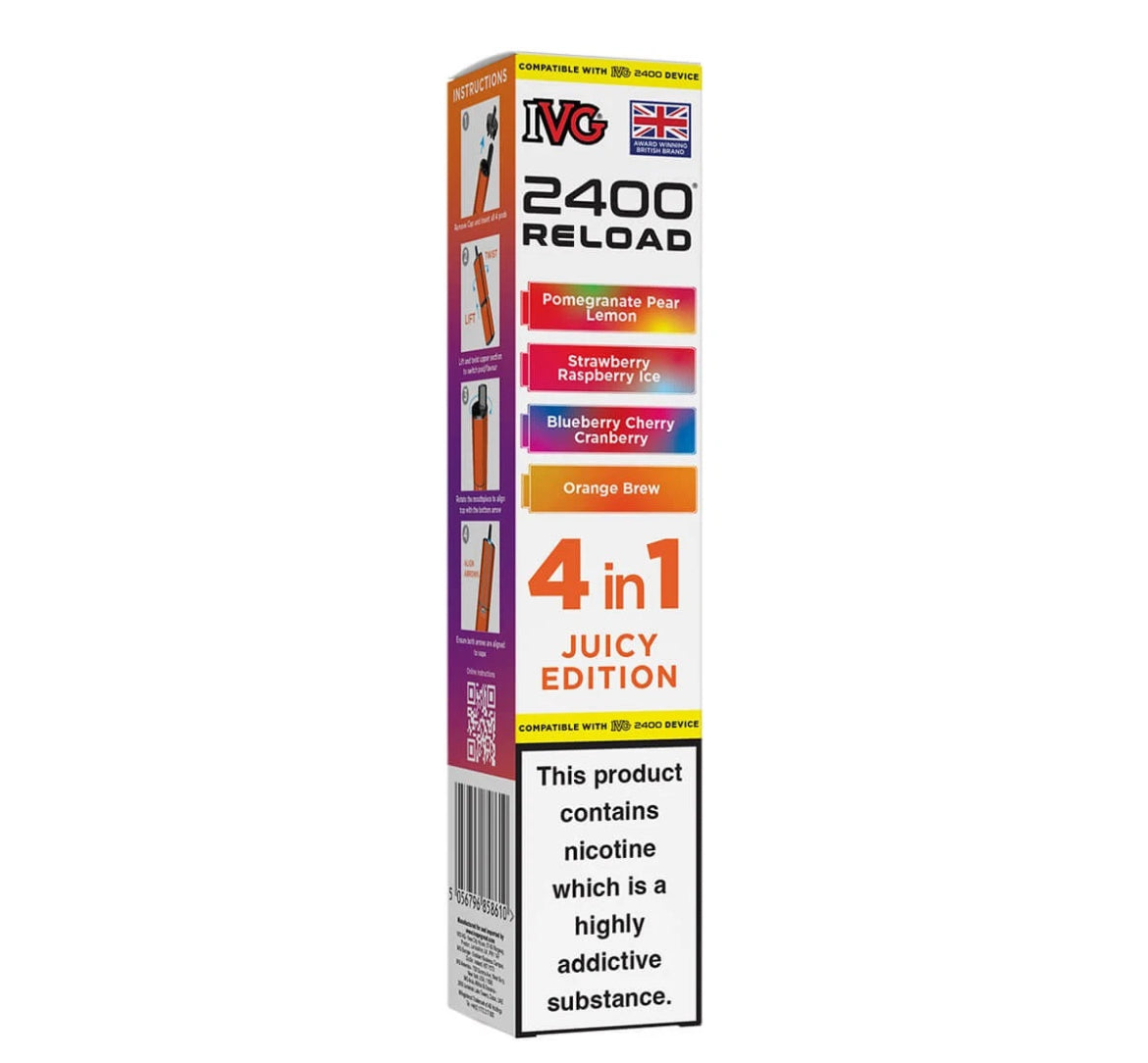 IVG 2400 Refill Pods  4 in 1 Pre-filled Refill Pods 2400 Puffs 4x2ml Reload