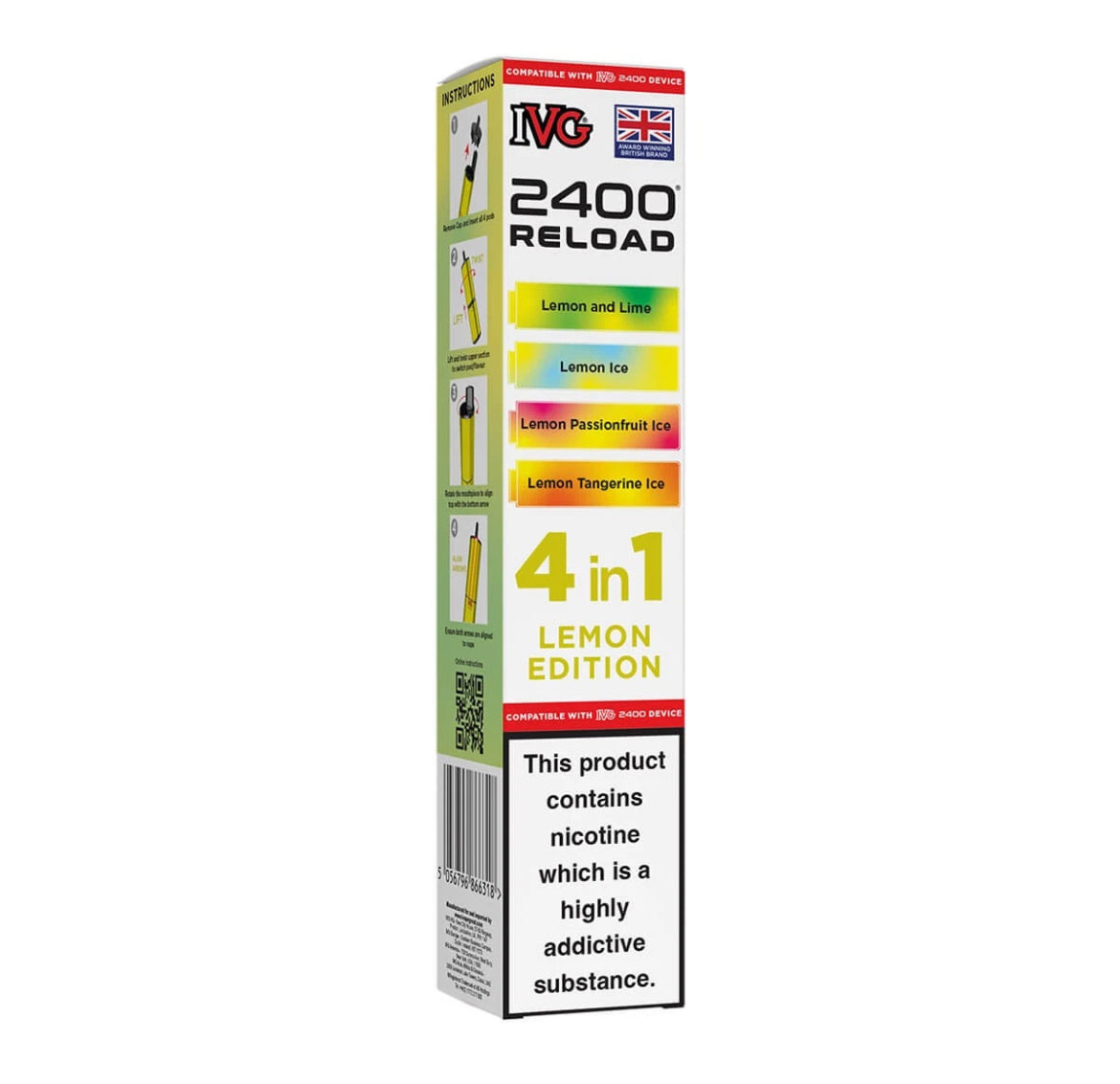 IVG 2400 Refill Pods  4 in 1 Pre-filled Refill Pods 2400 Puffs 4x2ml Reload