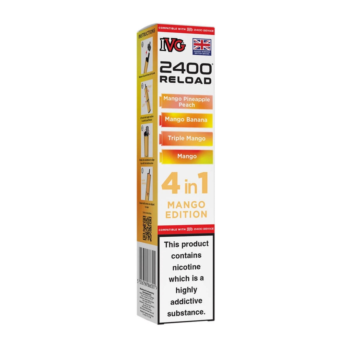 IVG 2400 Refill Pods  4 in 1 Pre-filled Refill Pods 2400 Puffs 4x2ml Reload