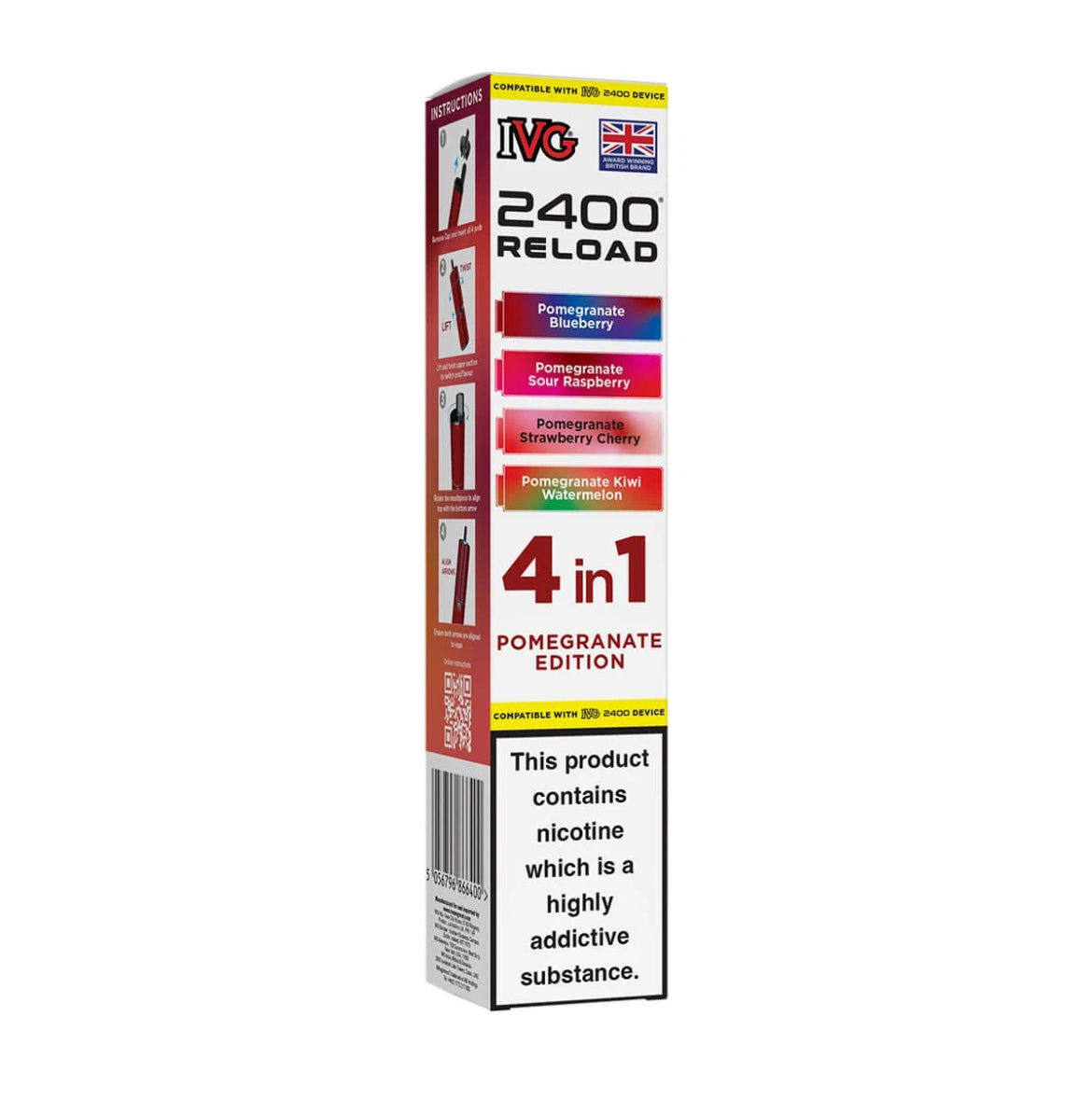 IVG 2400 Refill Pods  4 in 1 Pre-filled Refill Pods 2400 Puffs 4x2ml Reload