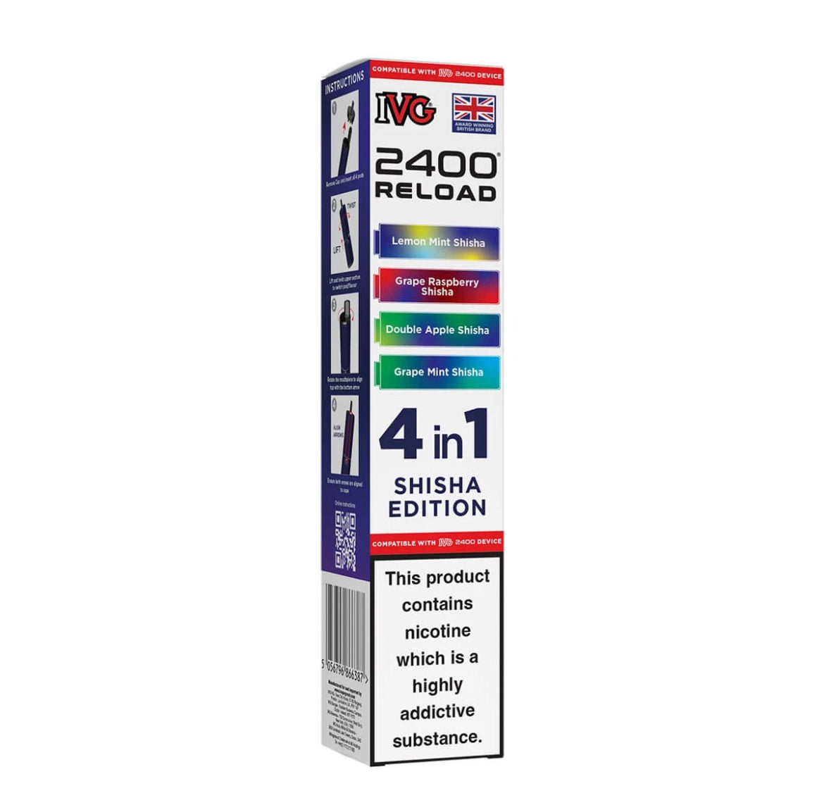 IVG 2400 Refill Pods  4 in 1 Pre-filled Refill Pods 2400 Puffs 4x2ml Reload