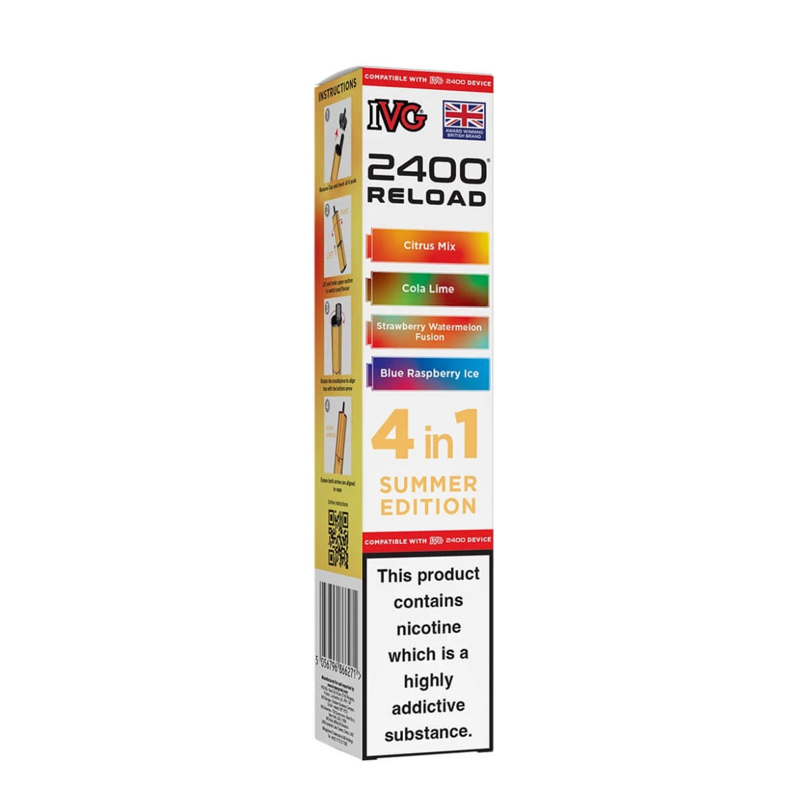 IVG 2400 Refill Pods  4 in 1 Pre-filled Refill Pods 2400 Puffs 4x2ml Reload