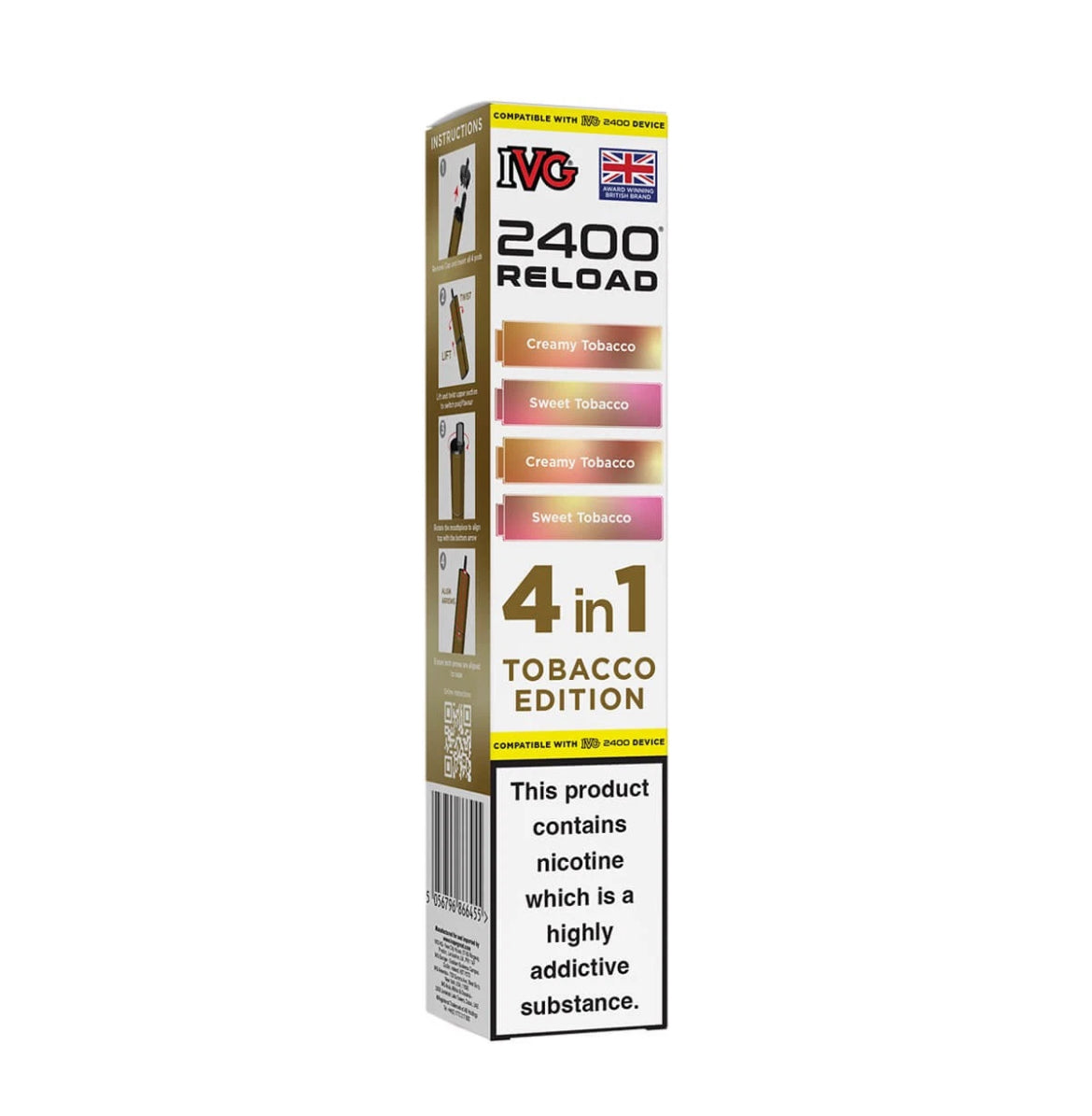 IVG 2400 Refill Pods  4 in 1 Pre-filled Refill Pods 2400 Puffs 4x2ml Reload