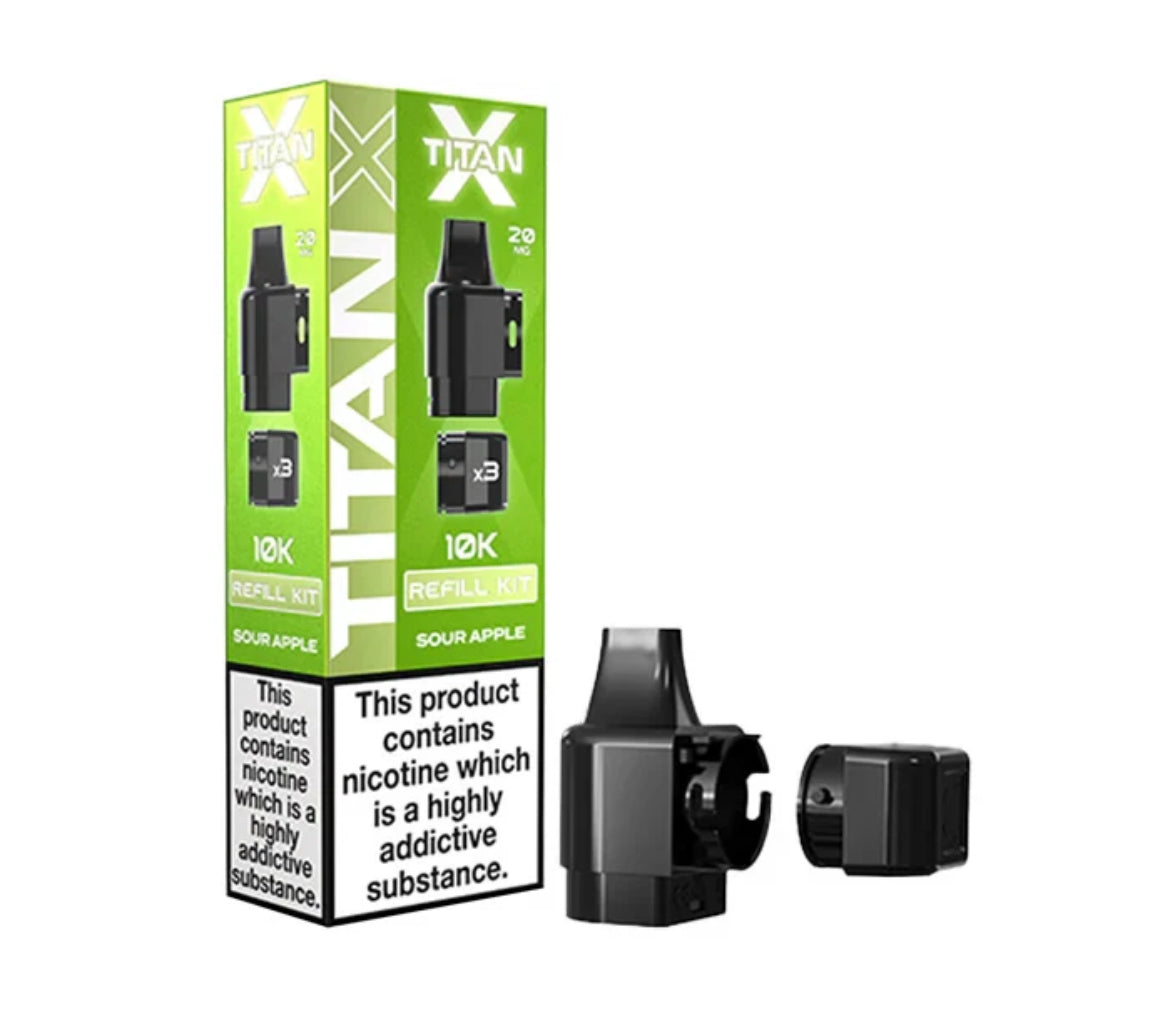 Titan X 10k Puffs Prefilled Pods 20mg 10000 Puffs Titan X Refill Vape Pods