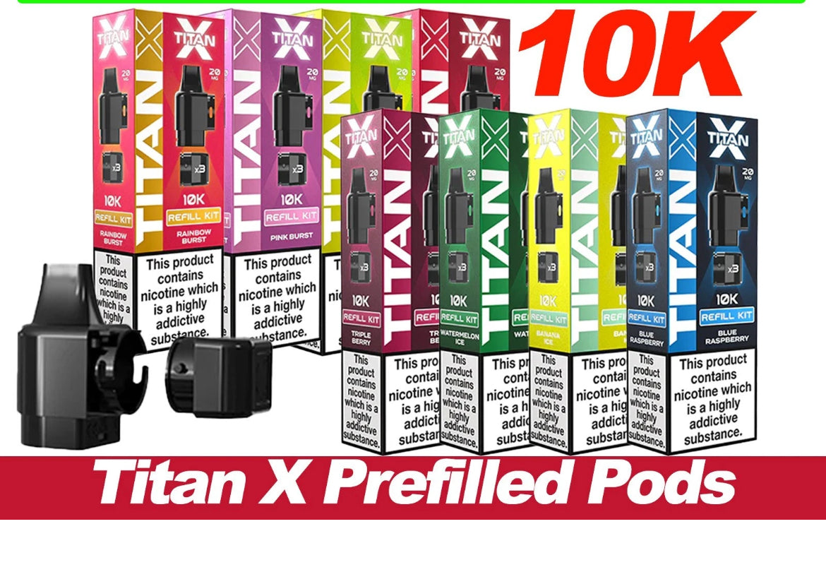 Titan X 10k Puffs Prefilled Pods 20mg 10000 Puffs Titan X Refill Vape Pods