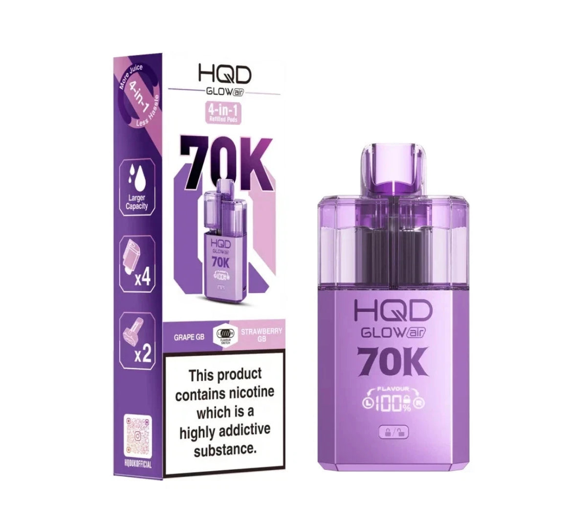 HQD Glow Air 70k Vape Kit Rechargeable & Pre-filled Reusable 20mg