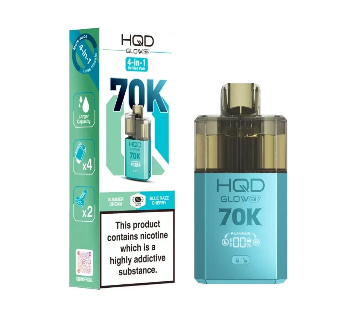 HQD Glow Air 70k Vape Kit Rechargeable & Pre-filled Reusable 20mg