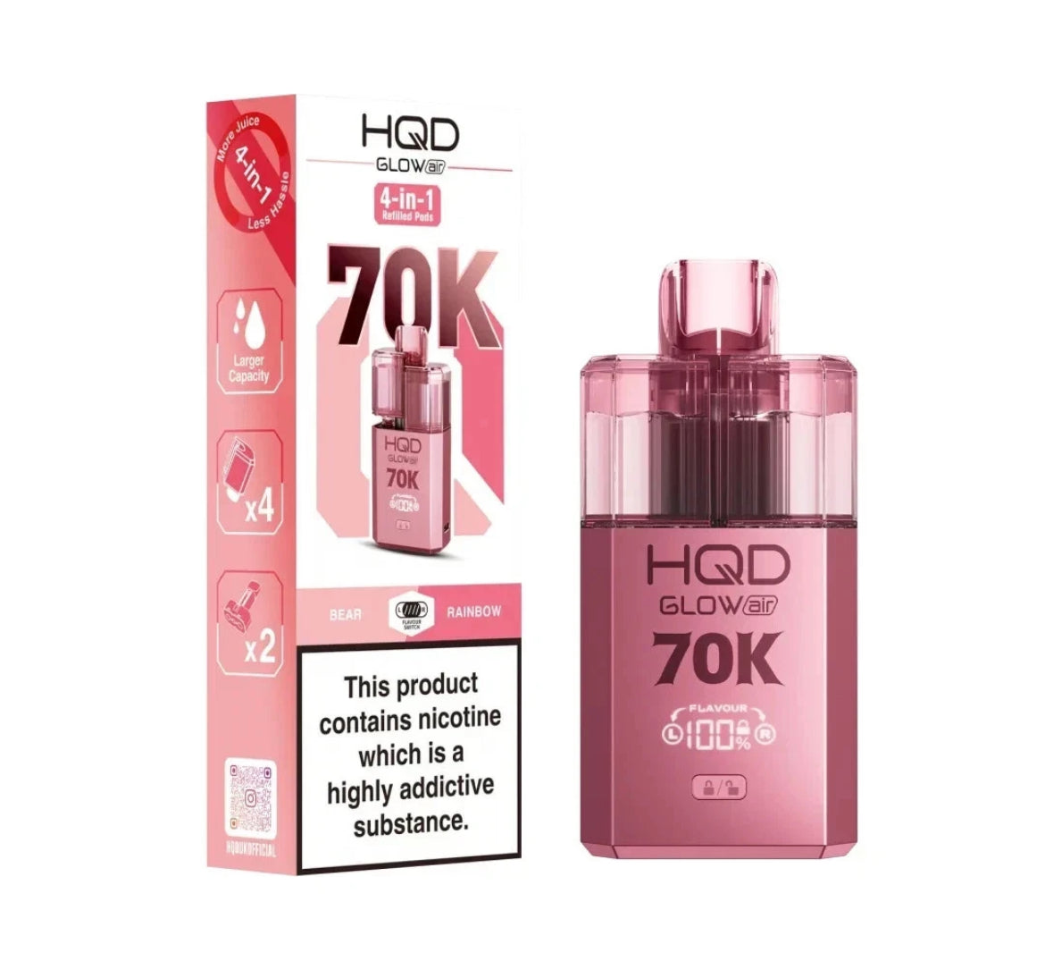 HQD Glow Air 70k Vape Kit Rechargeable & Pre-filled Reusable 20mg