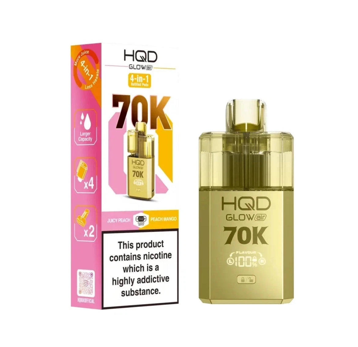 HQD Glow Air 70k Vape Kit Rechargeable & Pre-filled Reusable 20mg