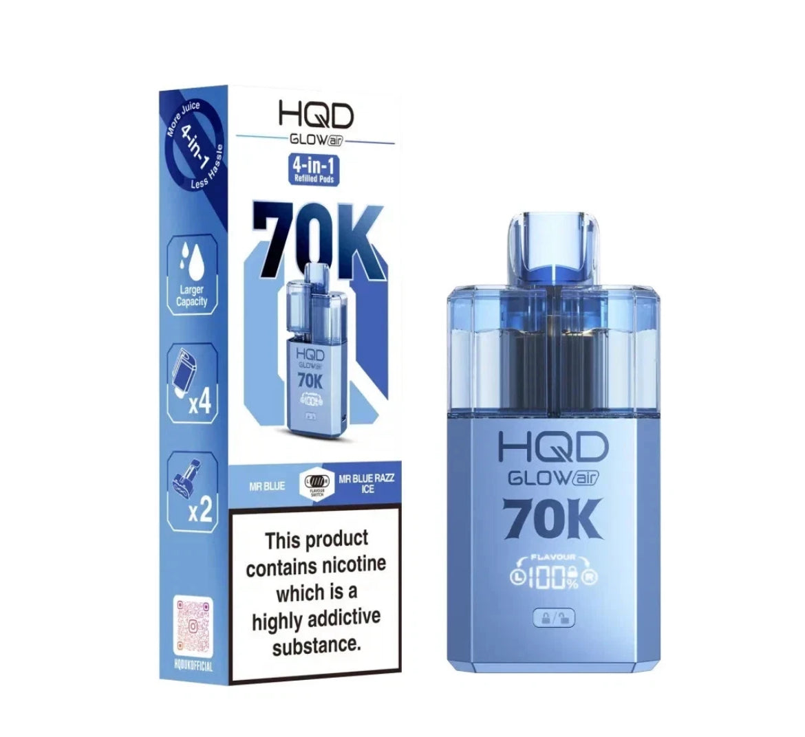 HQD Glow Air 70k Vape Kit Rechargeable & Pre-filled Reusable 20mg