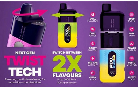 PIXL Duo 12 Pods Replacement Pre-filled  6K Vape Pods 20mg