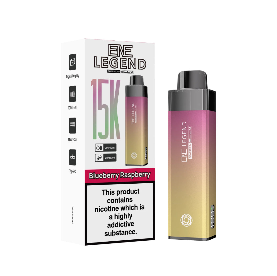 ENE Legend 15K Pre-filled Vape Kit 1000mAh Rechargeable & Refillable