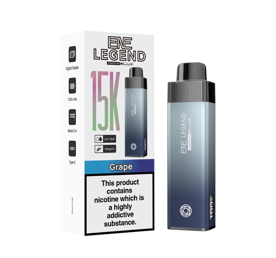 ENE Legend 15K Pre-filled Vape Kit 1000mAh Rechargeable & Refillable