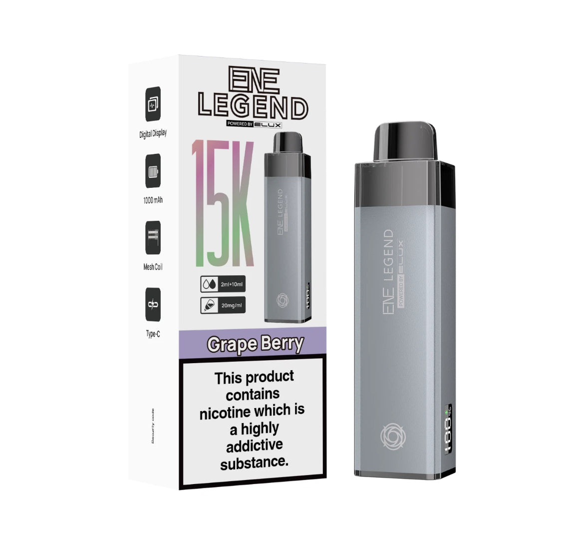 ENE Legend 15K Pre-filled Vape Kit 1000mAh Rechargeable & Refillable