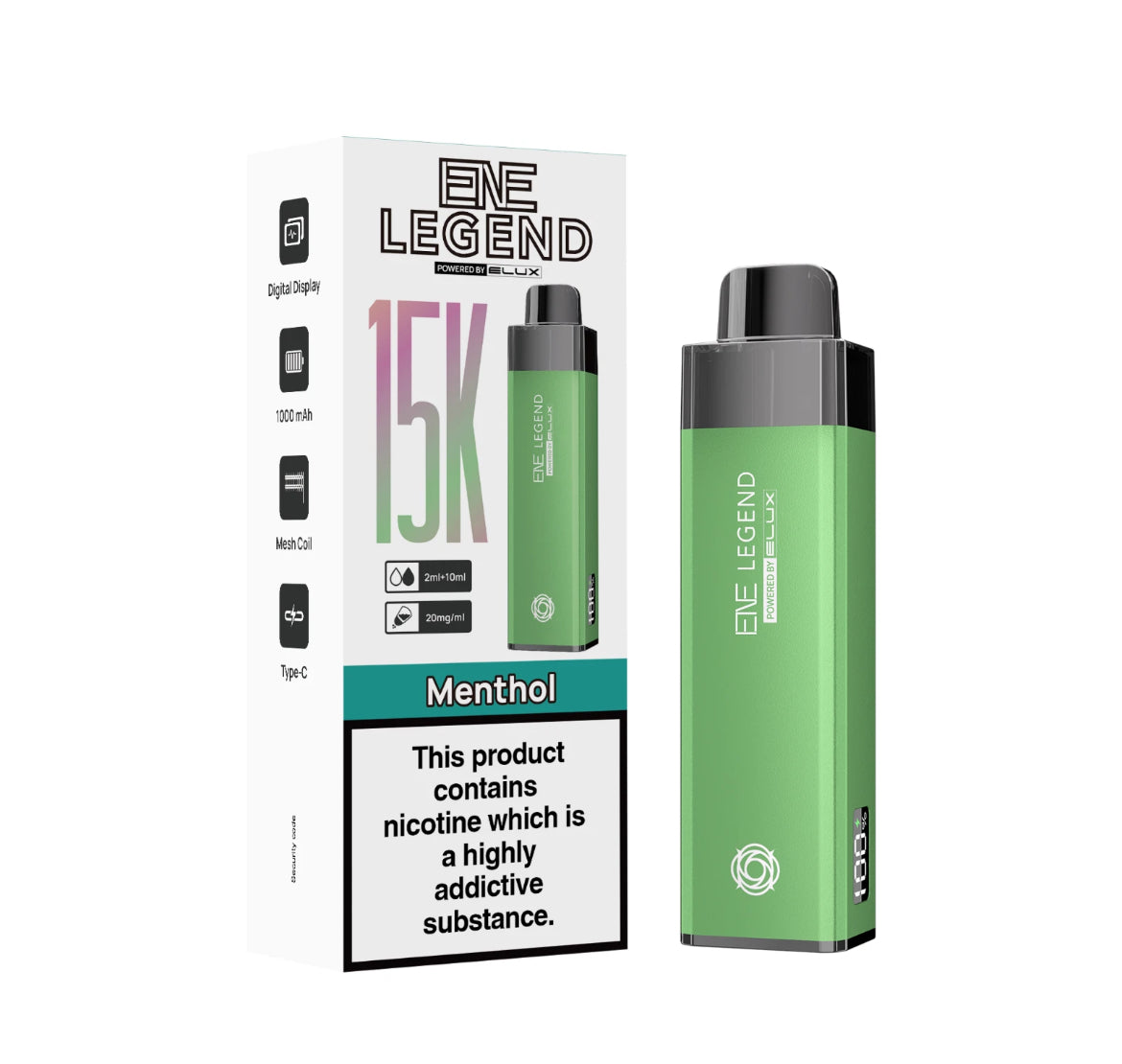 ENE Legend 15K Pre-filled Vape Kit 1000mAh Rechargeable & Refillable