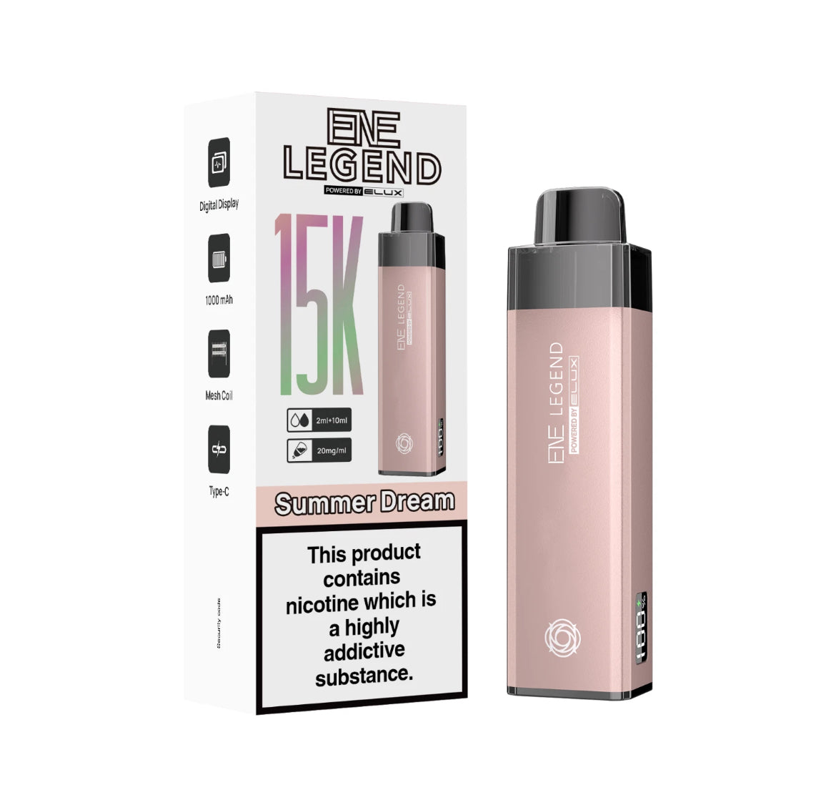 ENE Legend 15K Pre-filled Vape Kit 1000mAh Rechargeable & Refillable