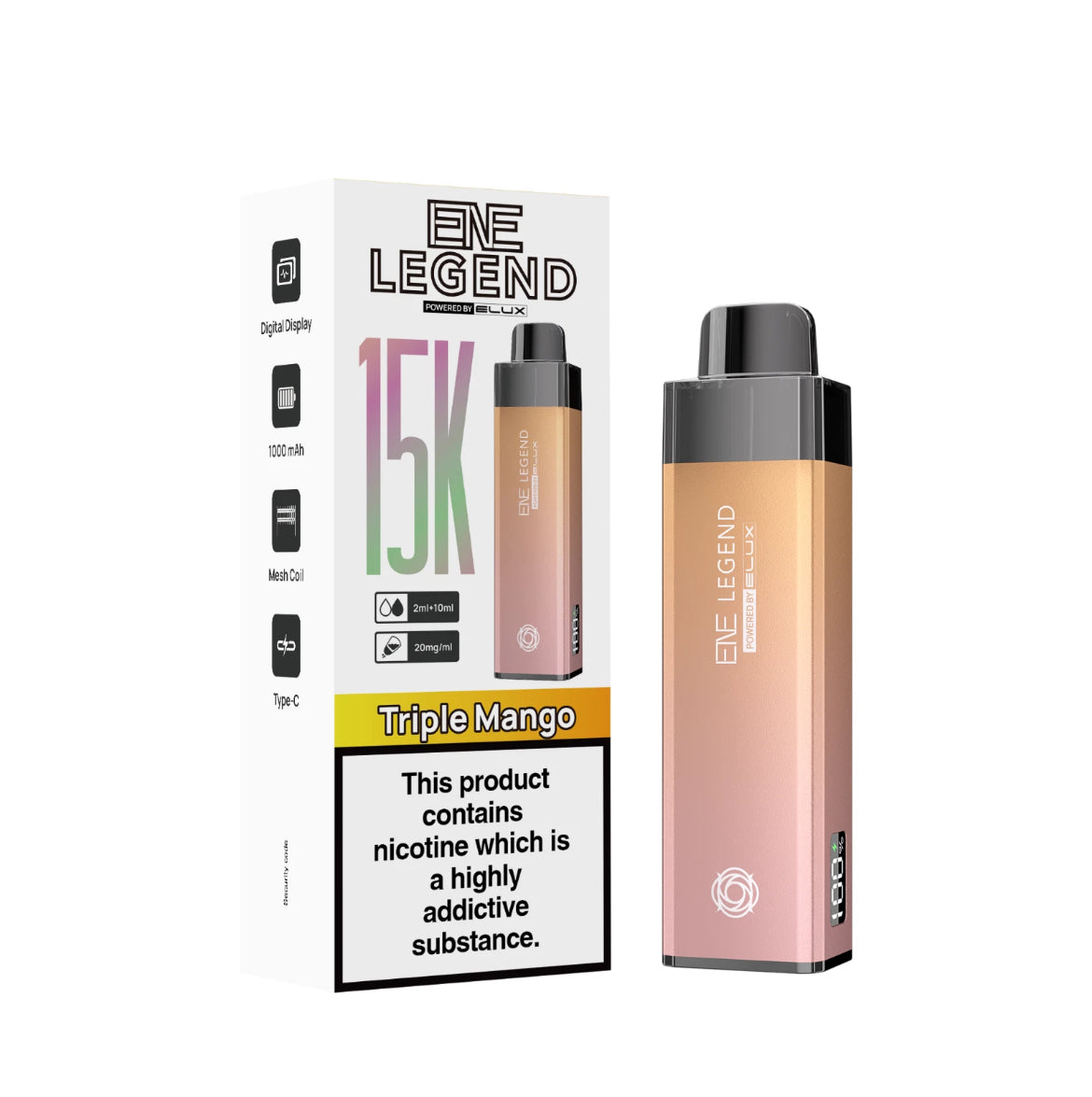 ENE Legend 15K Pre-filled Vape Kit 1000mAh Rechargeable & Refillable