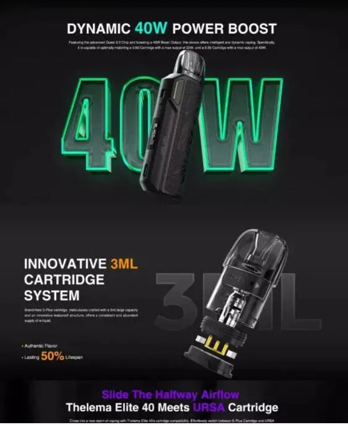 Lost Vape Thelema Elite 40 Pod Kit 1400mAh Or Pods Available 0.3 , 0.6 Xl