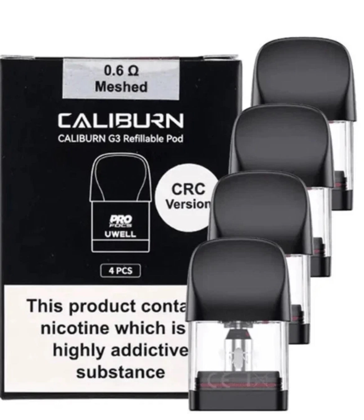 UWELL Caliburn G3, G3 PRO, & G4 Pods 0.4Ω 0.6Ω 0.9Ω 1.2Ω Pack of 4 - 2ml