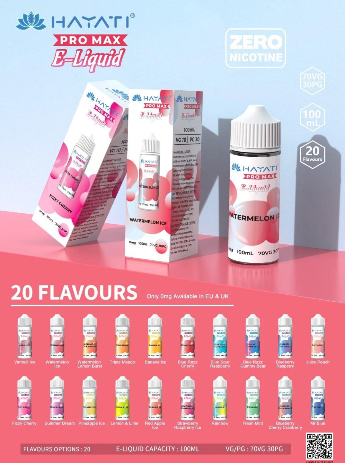 Hayati Pro Max 100 ML E-Liquid 0mg 70VG/30PG Vape Juice HAYATI Pro