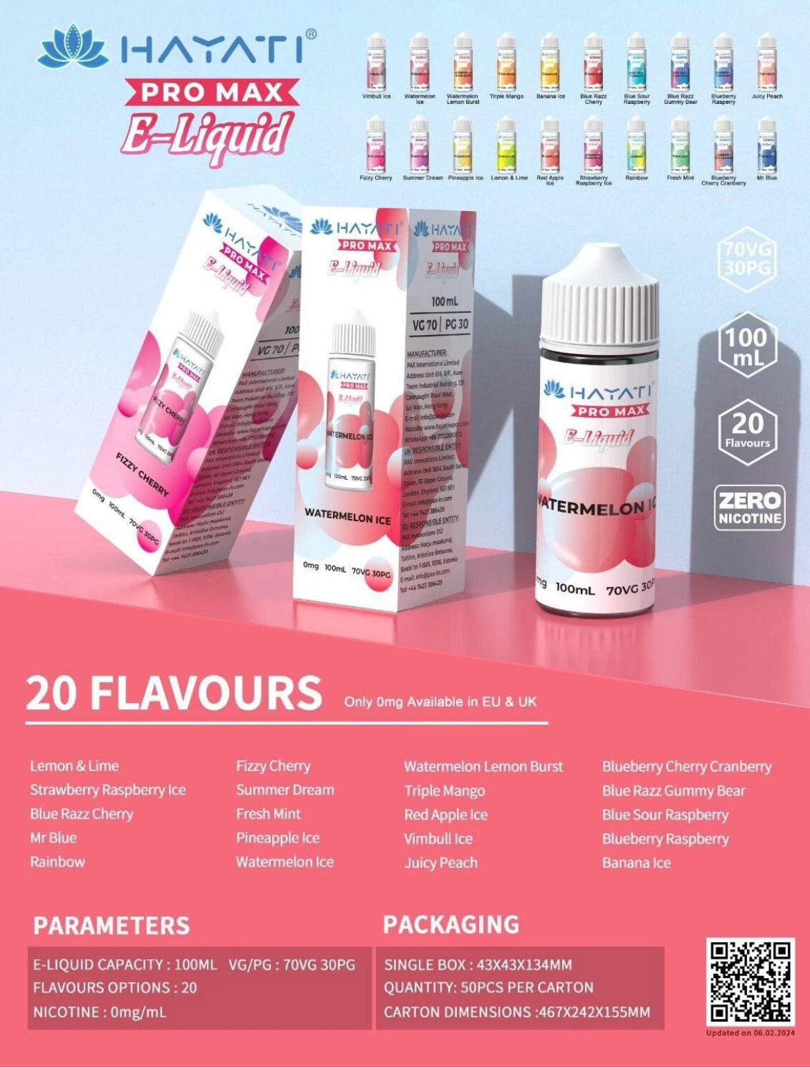 Hayati Pro Max 100 ML E-Liquid 0mg 70VG/30PG Vape Juice HAYATI Pro