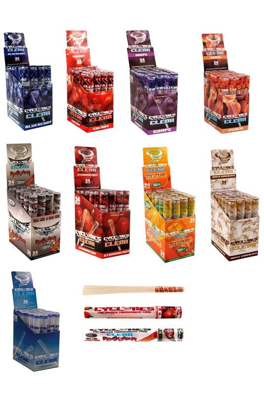 Cyclones Pre Rolled Flavoured Cones Sizes King Size Clear