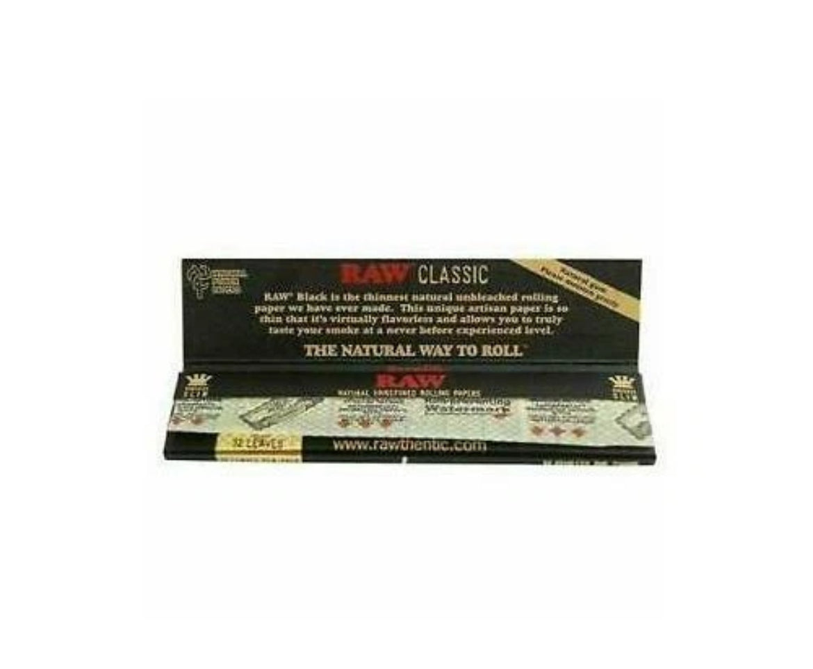 Raw Black Classic King Size Rolling Papers Slim Natural Unrefined Skins