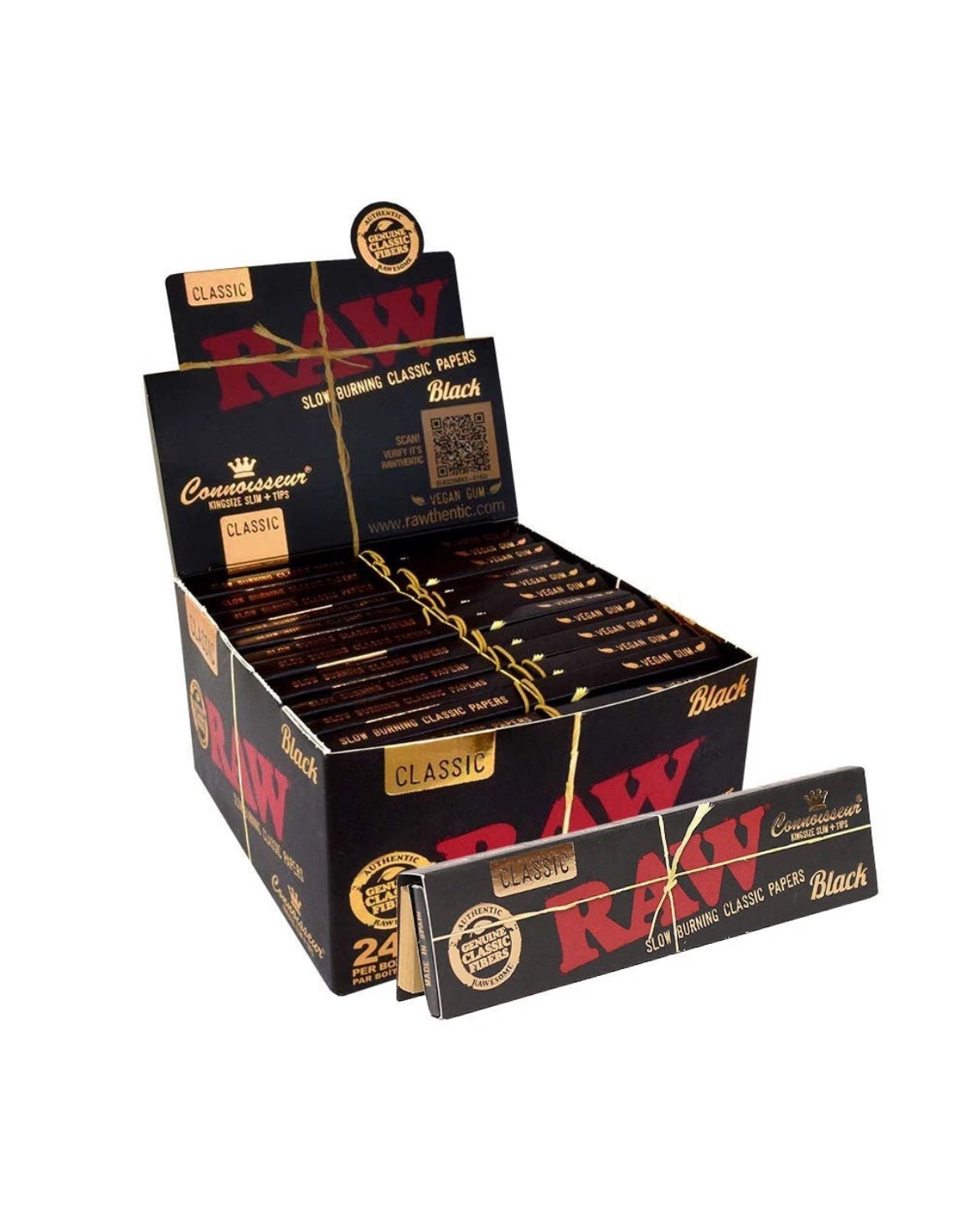 Black Raw With Roach Raw Classic Connoisseur  Raw Papers With Tips King Size